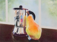 Coffee Pot and Pear by Rhonda Gardner